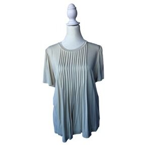 Downeast Top Womens S Beige Relaxed Pleated Pintuck Clean Girl Minimalist NWT